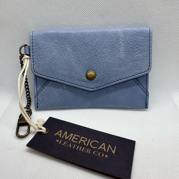 American Leather Co. Monica Coin Purse Blue Smooth NWT - Picture 1 of 9
